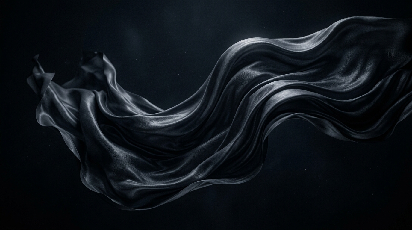 Ethereal billowing dark fabric at night